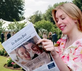 a newspaper announcing a wedding